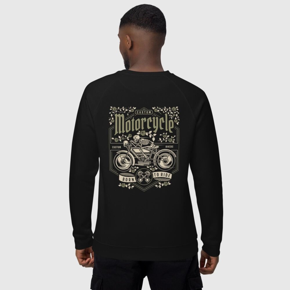 unisex organic raglan sweatshirt black back 654a338068800