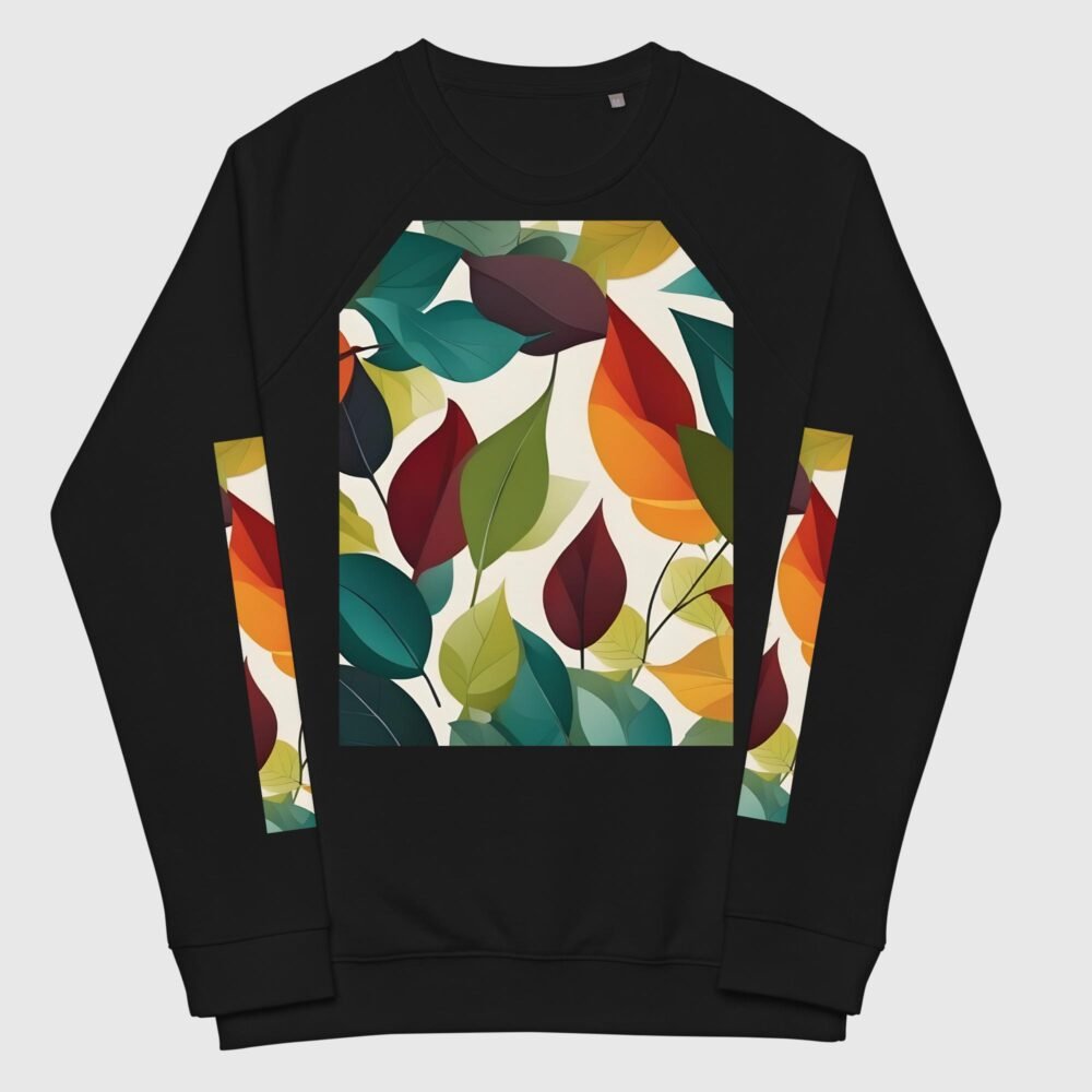 unisex organic raglan sweatshirt black front 656ffff45098e