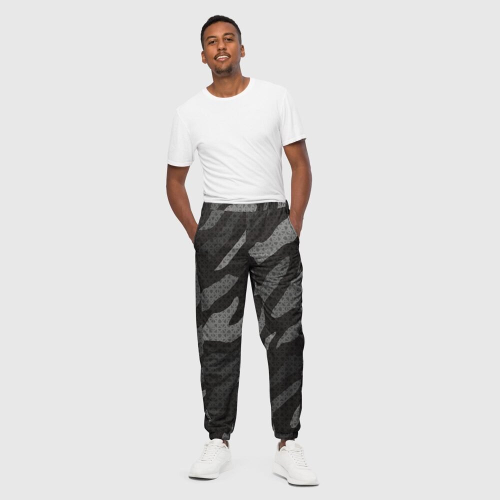 all over print unisex track pants black front 6571bd96a9e2b