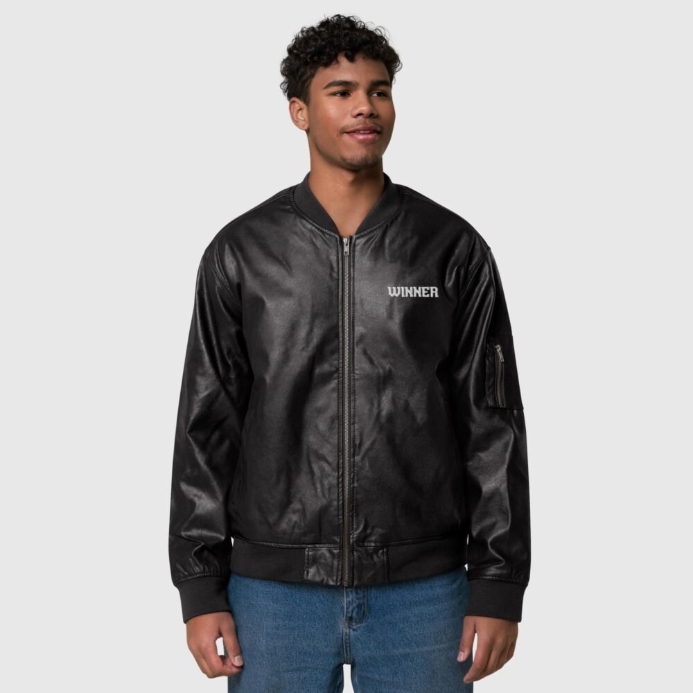 faux leather bomber jacket black front 656f003cdead2