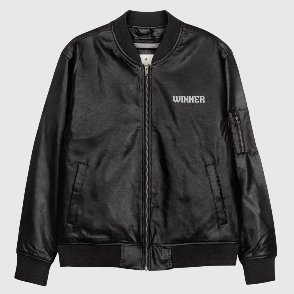 faux leather bomber jacket black front 657018c5cf8ba