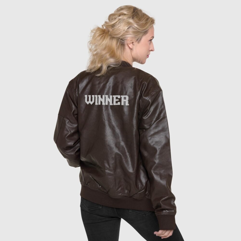 faux leather bomber jacket brown back 656efdc7867aa