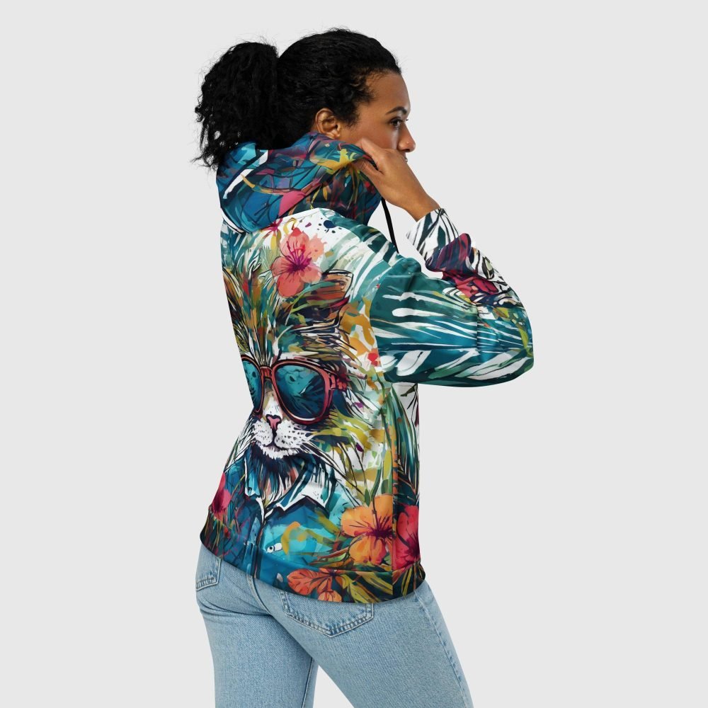 all over print recycled unisex zip hoodie white back 65e57561492af
