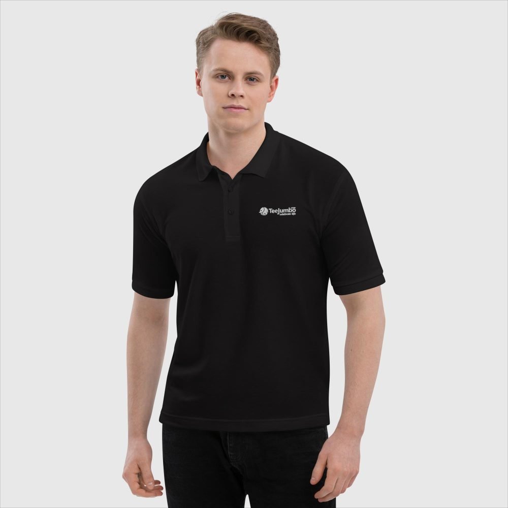 premium polo shirt black front 660816856cdb3