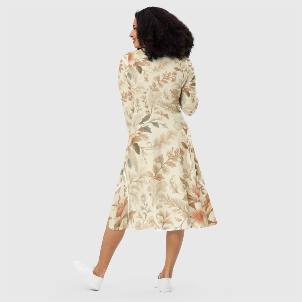 all over print long sleeve midi dress white back 660ea2c3a0e4b